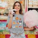 MNLYBABY Halloween Ghost Shirt for Women Funny Spooky Season Short Sleeve Letter Print Tee Fall Holiday Tops (Medium, Light Grey)