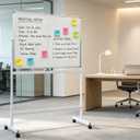 A AIRLLEN Large White Board 48" W x 32" H - Mobile Rolling White Board on Wheels, Dry Erase Display for Home, Office, School (White Frame)