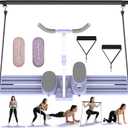 Foldable Pilates Slider Board, Ski Exercise Machinewith Resistance Bands, Ab and Leg Trainer, Multifunctional Pilates Machine, Home Gym Full Body Workout Equipment for Women