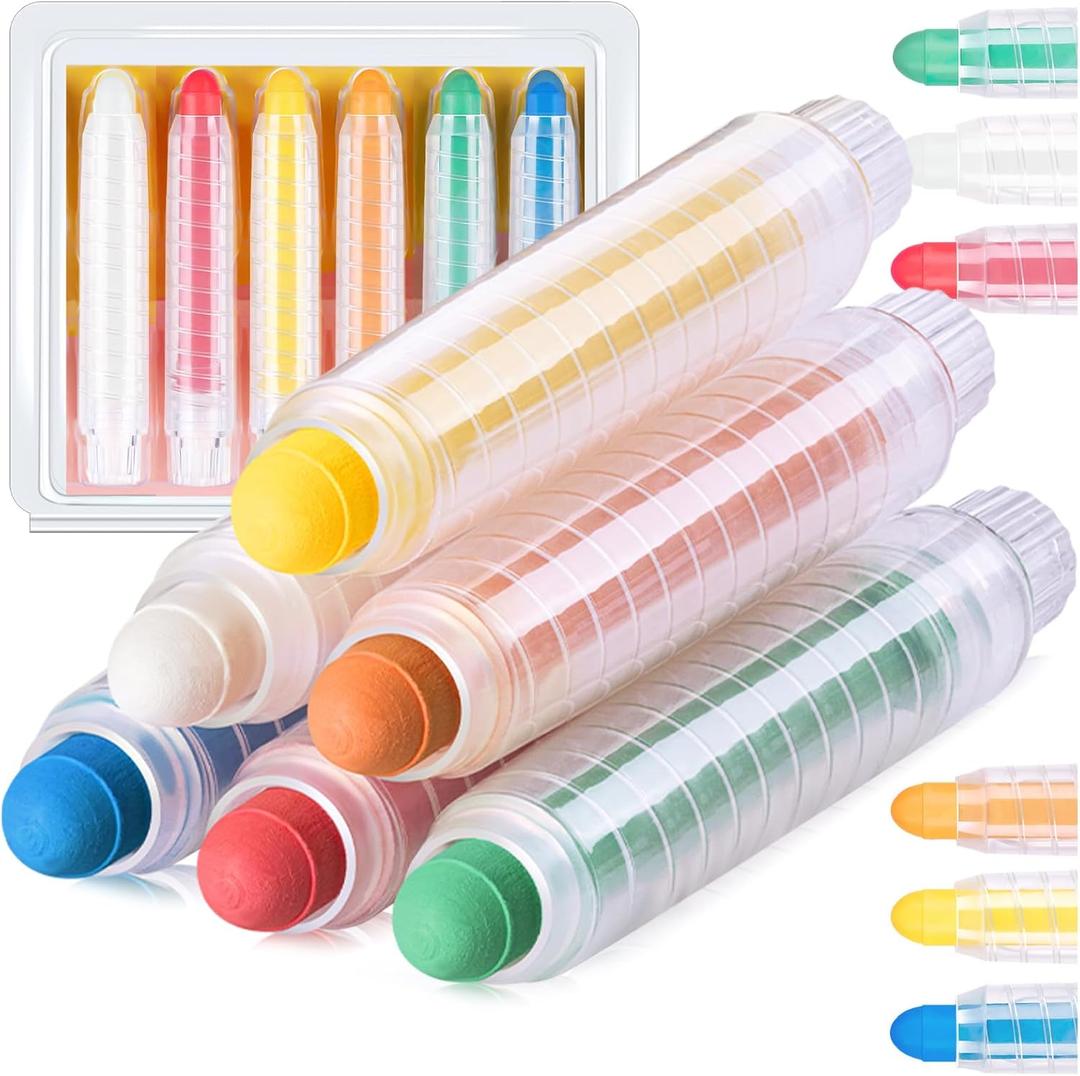 Sidewalk Chalk for Toddlers, 6 ColorscChalk with Plastics Holder for Blackboard Drawing Writing Toys Gift Party Favors