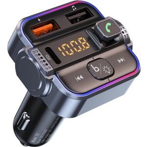 Bluetooth 5.3 FM Transmitter Car Adapter, Dual Micphone Hands-Free Calls Wireless Radio Receiver, PD 30W & QC3.0 Fast Car Charger