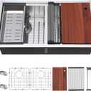 COMLLEN 33 Inch Double Bowl Undermount Kitchen Sink,33x19 Inch Workstation 16 Gauge Stainless Steel Double Kitchen Sinks with Cutting Board,9 Inch Deep Sink Maximizes Space Efficiency (Brushed Nickel)