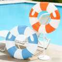 2 PCS Large Inflatable Pool Floats for Adults - Heavy Duty Striped Pool Floats with Handles,Pool Swimming Tubes Swim Rings Tubes Floaties for Beach Pool Party Decorations