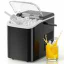 NEWBULIG Ice Makers Countertop with Handle, Portable Ice Machine, 9 Bullet Cubes in 6 Mins, 26lbs in 24Hrs, Auto-Cleaning, with Basket and Scoop, for Home, Kitchen, RV, Camping, Black