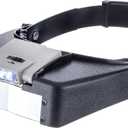 SE Illuminated Dual Lens Flip-In Head Magnifier, Head Magnifier, Tools for Repair & Precision Work, Adjustable Headlamp, 4.5X Loupe Magnifying, Black