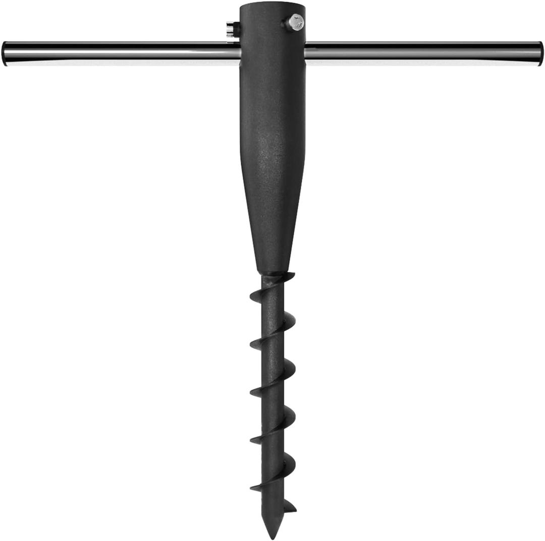 Umbrella Sand Anchor, Heavy Duty Steel No Dig Beach Sand Ground Anchor, Windproof Strong Beach Umbrella Stake Holder Stand for Umbrellas, Poles, Christmas Tree Stand Holder (Black)