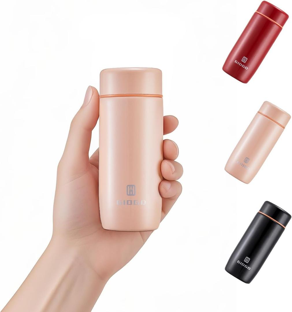 Small Thermo Bottle Mini Vacuum Insulated Water Bottle 200ml/6.8oz Water Flask Stainless Steel Thermal Water Bottles Thermo for Hot and Cold Drinks for Purse Handbag Pocket (Pink)