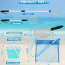 fethwoin Shark Tooth Sifter, Beach Sand Sifter, Sea Shell Scooper for Beach, Shell Bags&Foldable Bucket, Sand Beach Toys for Kids 6 8 10 12, Medium, Blue, Medium, Small