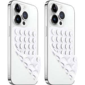 3 x AZXYI 2 Pack Silicone Suction Cup Phone Case Mount Double Sided, Non Slip Phone Accessories for Cellphone, Hands-Free Strong Grip Silicon Phone Holder for Selfies and Videos (White)