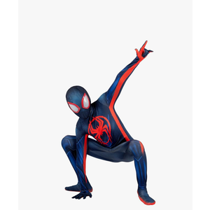 Marvel Miles Morales: Spider-Man Official Youth Deluxe Zentai Costume - Stretch Spandex with Hidden Zippers and Wrist Slits, Size M