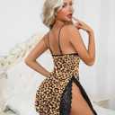 Womens Lingerie Sexy Nightgowns for Women Lace Chemise Sexy Night Gowns Womens Sleepwear with Side Slit S-XXL (S)