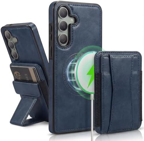 DREAMME for Samsung Galaxy S25 Wallet Case with Magnetic Card Holder, RFID Blocking Magsafe 2 in 1 Detachable Kickstand Shockproof Case for S25 (6.2"), Dark Blue
