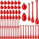 100 Pcs Christmas Tree Ornaments Clear Acrylic Hanging Teardrop Ornaments 5 Styles Christmas Crystal Chandelier Pendant Crystals for Centerpieces Chandelier Wedding Decor (Red)