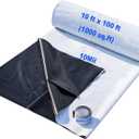 Crawl Space Vapor Barrier Kit 10 ft x 100 ft, 10 Mil Thick Plastic Sheeting with 2 in x 65 ft Sealing Tape, Black & White Poly Film for Crawlspace Encapsulation & Ground Moisture Control