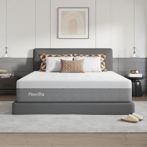 Novilla 14 Inch King Size Memory Foam Mattress in a Box, Pressure Relieving & Plush Comfort, Bliss, Grey