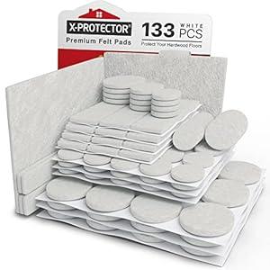 Felt Furniture Pads X-PROTECTOR 133 PCS - Premium Furniture Pads for Hardwood Floors - White Felt Pads for Furniture Feet - The Best Chair Leg Floor Protectors - Protect Your Hard Floors!