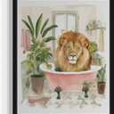 Lion Wall Art Poster Print, Animal Bathtub Pictures Restroom Wall Art Painting for Bathroom Decor Gallery 49 (Lion, 10" L x 8" W, Unframed)