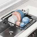 Expandable in Sink Dish Drying Rack - Adjustable Capacity Over The Sink Dish Drainer Drying Rack with Utensil Holder for Kitchen Counter, Drying Rack for Small Space,14.37-21.06L x 11.81W x 3.74D