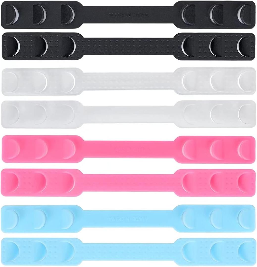 Ear Savers for Masks - Mask Holders to Protect Ears, Mask Straps for Back of Head, Face Mask Extender Strap, Mask Hooks Behind Head (8pcs, Multicolor) (Black, Transparent, Pink, Blue)
