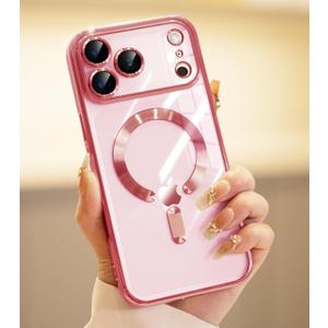 iPhone 17 Pro Max Case with 1x Screen Protector, [Compatible with MagSafe] [Integrated Camera Protection], Non Yellowing Slim Cute Women Girly Magnetic Cover for iPhone 17 Pro Max, Pink