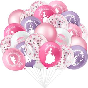 Civaner 48 Pieces Princess Balloons Bulk 12 Inch Pink Princess Themed Party Decorations Confetti Latex Ballet Balloons for Engagement Wedding Baby Shower Bridal Ballerina Party Favors