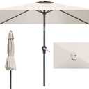 6.5x10FT Patio Umbrella, Outdoor Umbrella with Push Button Tilt and Crank, 8 Sturdy Ribs, UV Protection & Waterproof Market Umbrella for Pool, Backyard, Beach,Deck (Creamy-white)