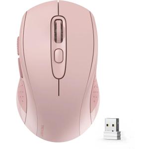 TECKNET Bluetooth Wireless Mouse, 3 Modes Bluetooth 5.0 & 3.0 Mouse 2.4G Wireless Portable Optical 4000 DPI Mouse with USB Nano Receiver,for Laptop, MacBook Pro Air, PC, Computer (Pink)