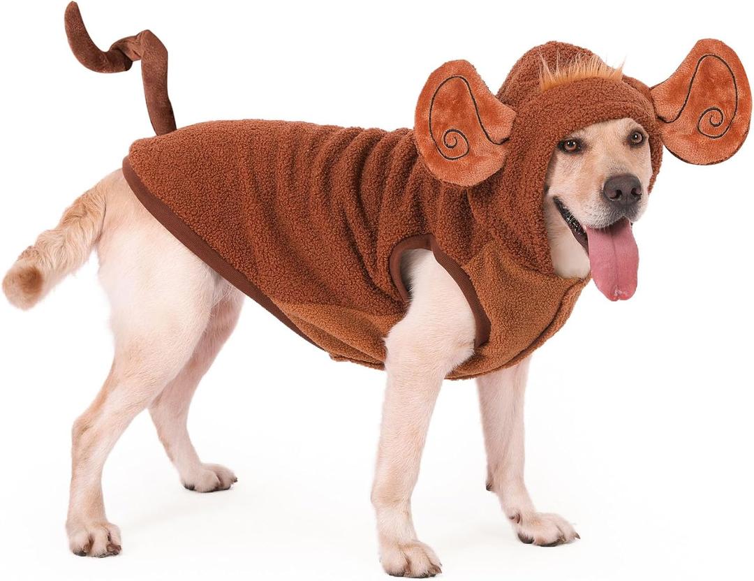 FLAdorepet Halloween Dog Monkey Costume for Small Large Breed Dogs, Winter Warm Pet Coat Funny Cat Clothes Hoodie for Labrador Bulldog Chihuahua Yorkie (5XL) (5XL(Bust 38.5"|80-100LBS))