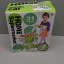 Supermarket Shopping Cart for Kids, 31PCS Shopping Trolley Cart Toy with Play Food Shop Accessories, Pretend Play Shopping Basket Grocery Store Games for Toddlers Boys Girls Ages 3+ (Green)