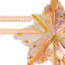 6 Pcs Elegant Champagne Christmas Flowers, 9" Large Christmas Tree Decorations Set with Long Stem Picks, Poinsettia Flowers Artificial for Tree Garland Wreath Swag Pot Vase, Xmas Floral Bouquet Decor