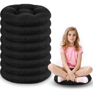 Fumete 8 Pcs Round Floor Cushions for Classroom Kids,Black, 16 x 16 x 3.6 inches