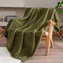 Olive Green Throw Blanket 50 x60 Inches, Soft Plush 330GSM Flannel Fleece Blanket, Cozy Lightweight Warm Decorative Blanket for Couch Sofa Bed, All Season Use