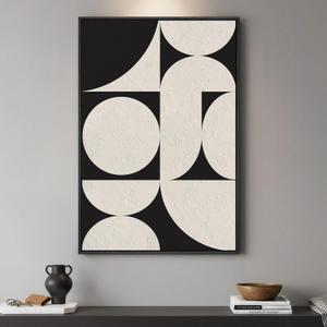 Framed Black and White Abstract Wall Art, Large Modern Canvas Prints Paintings Artwor for Walls, Minimalist Geometric Pictures for Living Room, Bedroom, Dining Room, Entryway Wall Decor 24x36 In