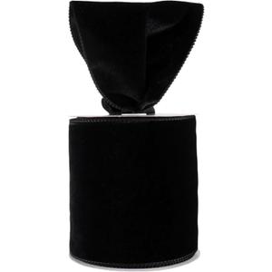 Meseey 4 Inch Wide Black Velvet Wired Ribbon, 20 Yards Velvet Ribbon with Wire Edge for Christmas Tree, Wreaths, Gift Wrapping, Bows, Crafts, Wedding and Holiday Decorations