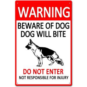 Funny Warning Metal Sign Beware of Dog Do Not Enter Not Responsible for Injury Tin Sign for Fence Yard Garden 8x12 Inches