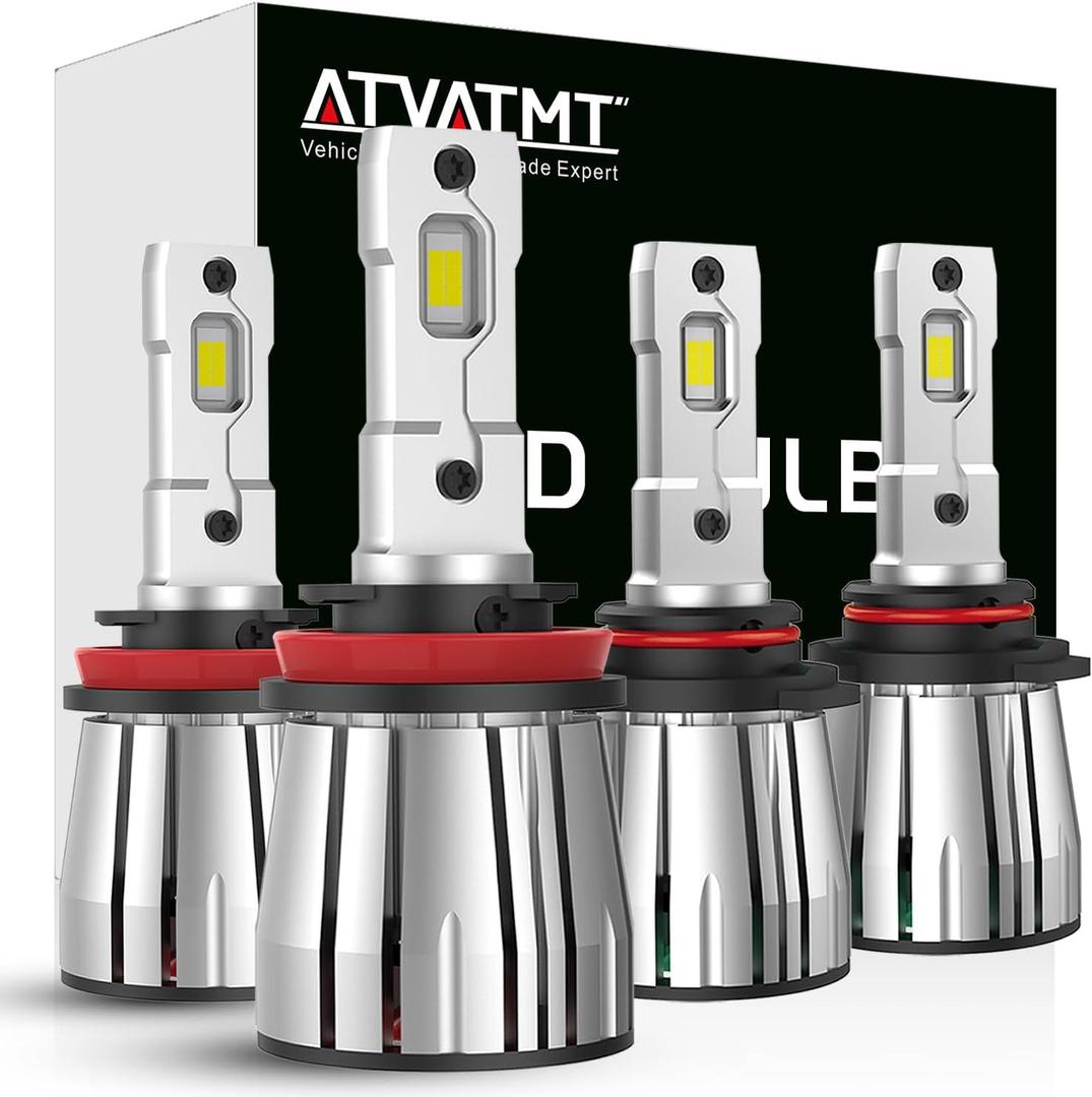 for Kenworth T660 T680 T880 W990 Headlight Assembly Factory Replacement, 9005XS H11 Headlight 6500K White, 4-PACK