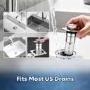 2 Pack Bathroom Sink Drain Strainer, Universal Sink Stopper with Hair Catcher Easy-Clean Pop-Up Stainless Steel Sink Strainer (F36)