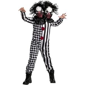 Morph Two Headed Scary Clown Costume for Kids, Kids Killer Clown Costume, Boys Halloween Costumes, Large