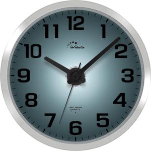 WallarGe Night Light Wall Clock for Bedroom - Silent Lighted up Wall Clock Glow in The Dark, Battery Operated Wall Clocks for Living Room/Kitchen, Easy to Read Large Digital Display, 12 Inch (Silver)