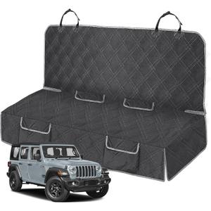Dog Car Seat Cover Compatible with Jeep Wrangler 4 Door 2007-2025, Waterproof Pet Bench Seat Cover for Back Seat, 600D Heavy Duty Scratch Proof Nonslip Truck Seat Covers for Dogs
