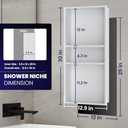 Stainless Steel Shower Niche 12" X 30"3-Tier Recessed Wall Niche No Tile Needed Shower Shelf for Bathroom Storage (4x12x30 White)
