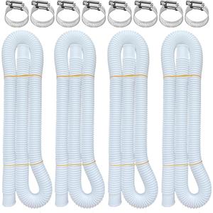 Pool Hoses for Above Ground Pools, 4 Pack 1.25 x 59 Inch Pool Filter Pump Hoses, Compatible with Intex Pool Filter Pump 607, 637 With 8 Metal Clamps(4)