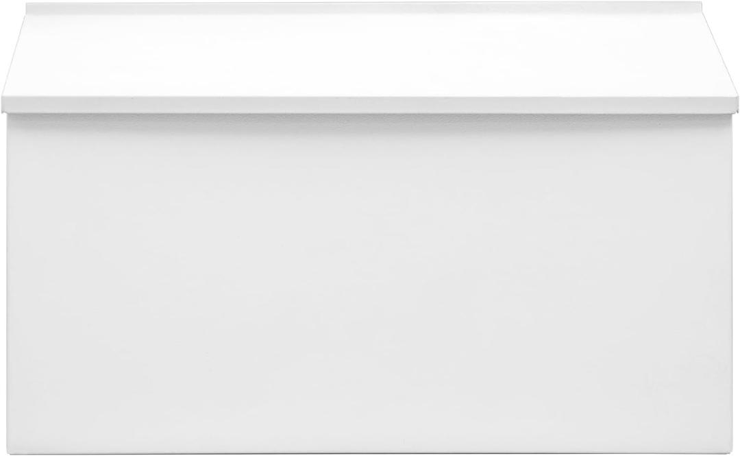 Dalmbox Wall-Mount Mailbox Large Mailbox for Post Rust-Proof Galvanized Steel Box for Outside or Townhouse Horizontal Style, White, 15.7 x 4.3 x 9.4