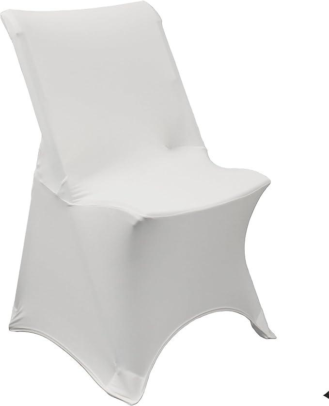 CHAIR COVERS - Spandex Lifetime Folding Chair Cover - White, Stretch Fitted Lifetime Folding Chair Seat Cushion Cover, Removable Washable Furniture Protector Slipcovers, Pack of 50