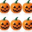 6 Pcs Halloween Pumpkin Inflatable Decorations 14 Inch Halloween Pumpkin Beach Balls Plastic Jack O Lantern Party Decoration for Yard, Garden, and Lawn Decorations