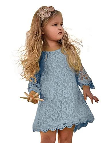 APRIL GIRL Flower Girl Dress, Lace Dress 3/4 Sleeve (Gray, 4T), 170