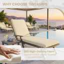 Chaise Lounge Cushions Outdoor, 72 x 21 x 3 Inch Water-Resistant Beige | Fade Resistant Fabric, Furniture Lounge Cushion with Long Ties, Suitable for Patio, Pool, Garden, Balcony & Beach, 1Pack 72*21 Inch
