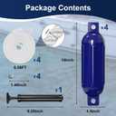 Boat Bumpers - 4 Pack 8.5" x 27" Boat Fenders for Docking, Inflatable Twin Eyes Ribbed Vinyl Boat Buoys Bumpers with Ropes and Air Pump, for Jon Boats, Pontoon Boats, Yachts, Fishing Boats (Navy Blue)