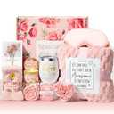 Mothers Day Birthday Gifts for Women Self Care Gift, Rose Spa Gift Baskets Bath Set Get Well Soon Care Package Easter Gifts for Women Mom Her Sister Friend Wife Grandma Teacher Nurse w/ Blanket