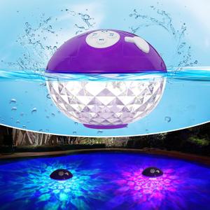 Floating Pool Speakers with Colorful Lights, Bluetooth Wireless Pool Speaker Floatable IP68 Waterproof, Built-in Mic & Crystal Clear Sound Bluetooth Hot Tub Speaker for Pool Party Outdoors